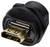 Un connecteur HDMI à boîtier noir, adapté pour la connexion d'appareils audio et vidéo.