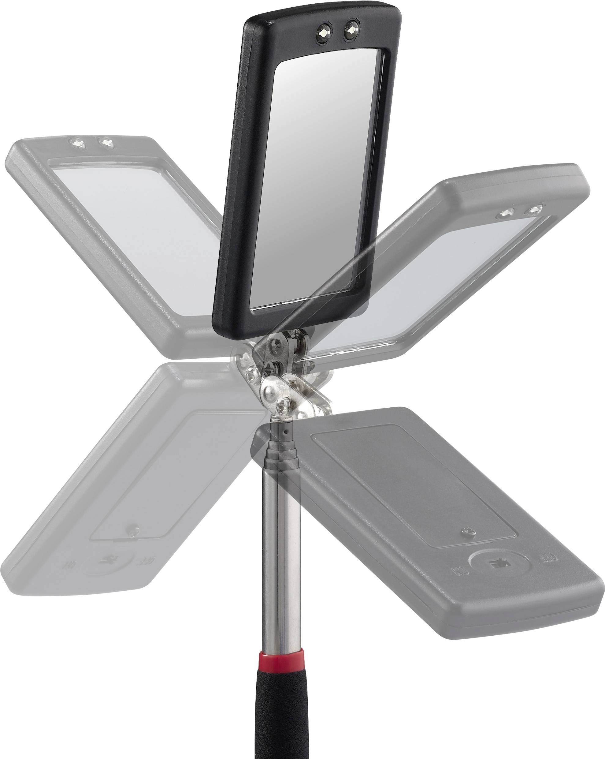 Miroir à main flexible avec col ajustable qui peut être positionné à différents angles. Adapté pour une variété d'angles de vue.