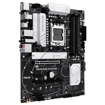 Un modèle de carte mère d'ordinateur 'PRIME B650-PLUS WIFI' d'Asus, doté de nombreux ports et d'un emplacement M.2.