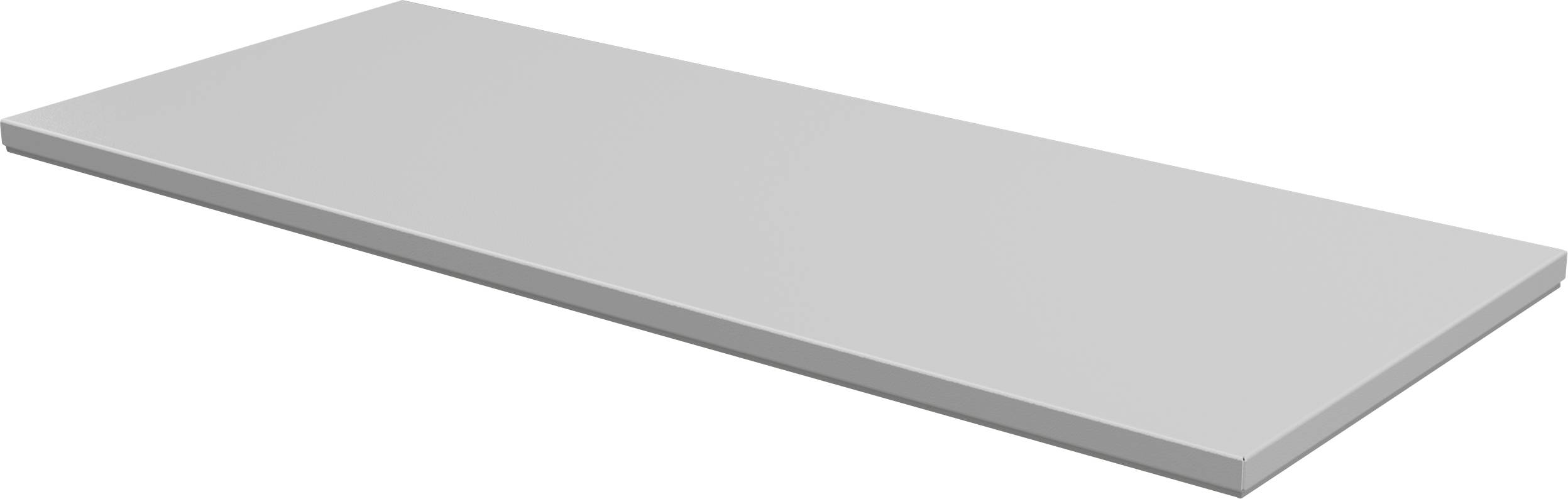 Plaque grise rectangulaire en représentation 3D, flottant légèrement au-dessus du sol, présentant une surface lisse sans détails visibles.