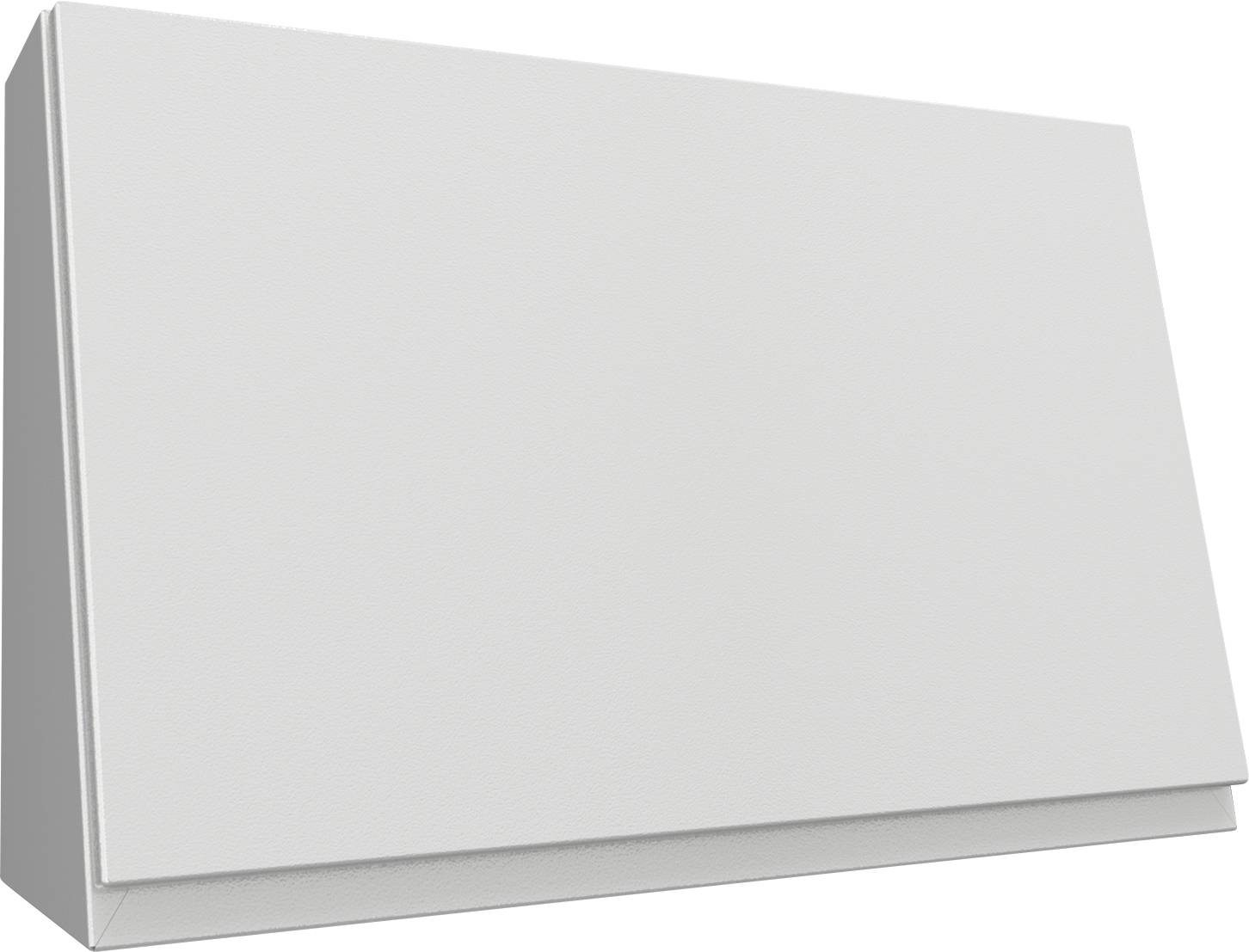 Objet blanc rectangulaire avec base biseautée, sur un fond neutre.