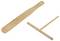 Spatule et répartiteur à crêpes en bois sur fond blanc. La spatule a une large lame, le répartiteur a une forme en T.
