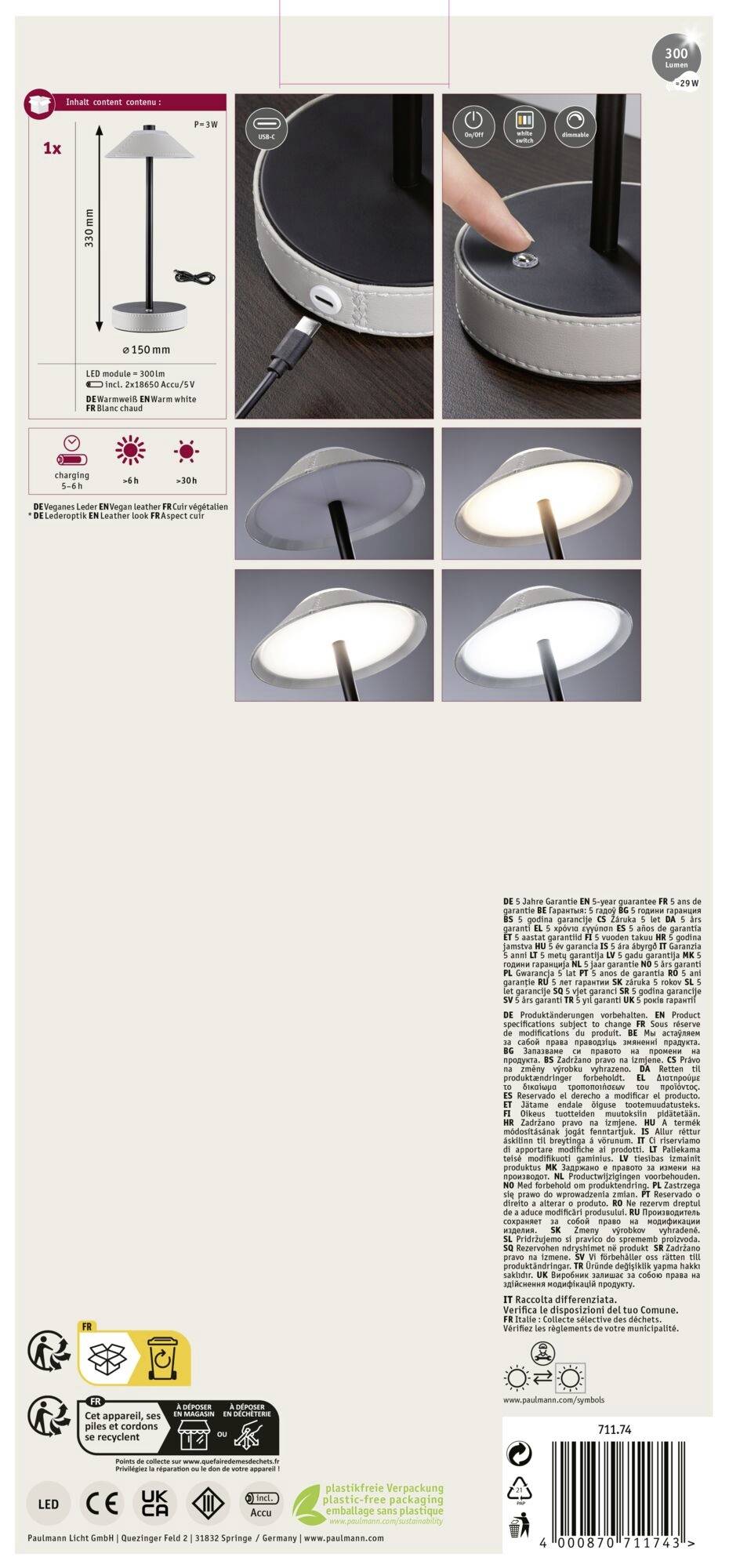 Lampadaire à base ronde, commande tactile, trois niveaux de luminosité. Adapté aux espaces intérieurs. Économe en énergie et respectueux de l'environnement.