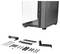 Boîtier d'ordinateur avec panneau latéral transparent, montrant divers vis et supports de montage.