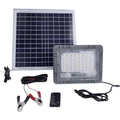 Ensemble de lampe solaire avec panneau solaire, lampe LED, câbles, clips et télécommande. Idéal pour un éclairage extérieur écologique.