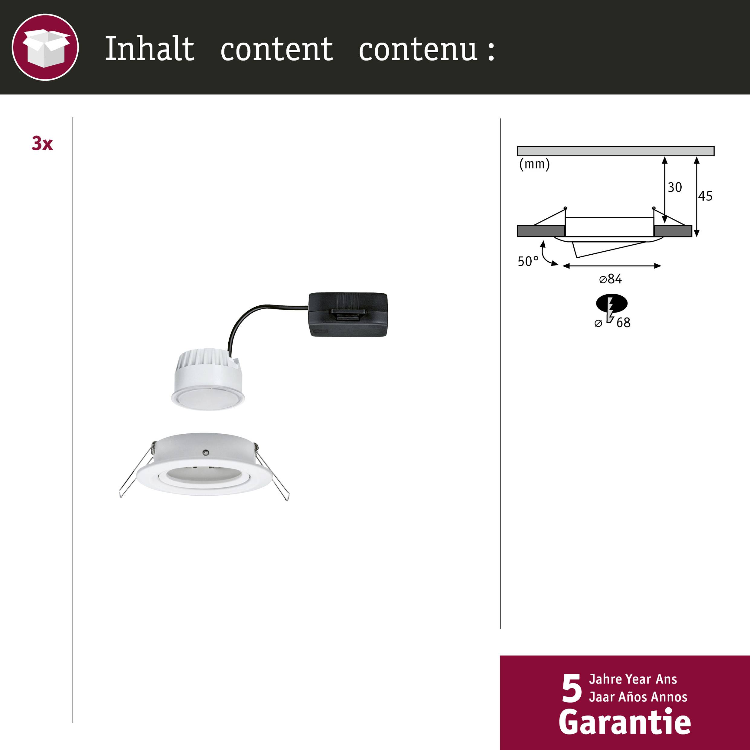 Paulmann 41306 Nova Spot encastrable jeu de 3 LED LED 18 W blanc-6
