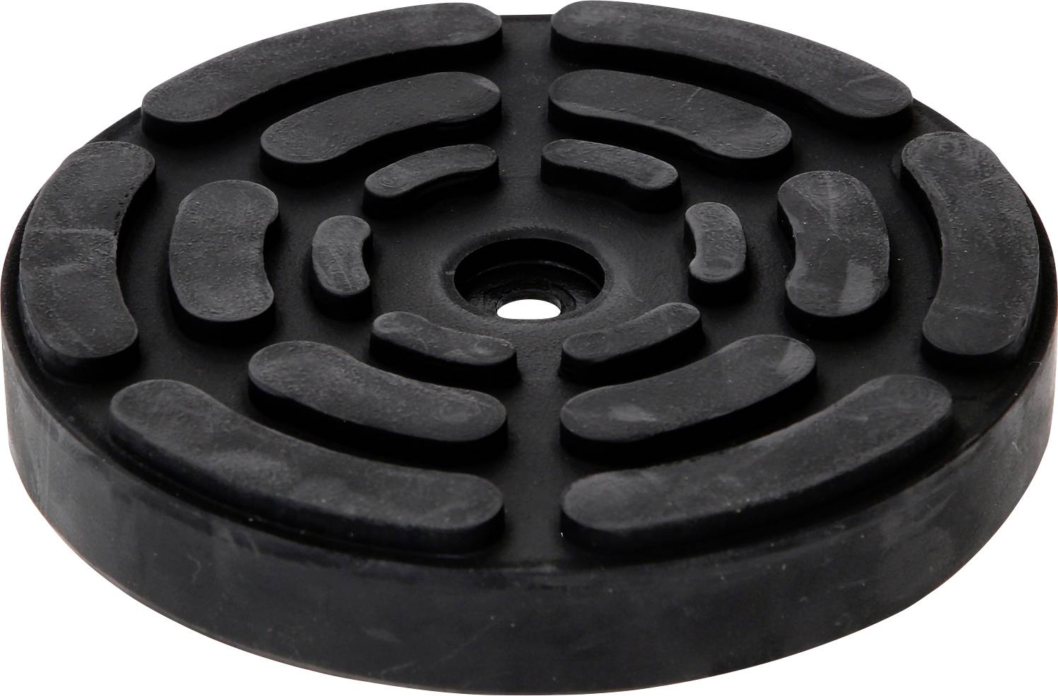 Un pied en caoutchouc noir et rond avec des motifs antidérapants. Utilisé pour maintenir l'équipement lourd de manière stable et réduire les vibrations.