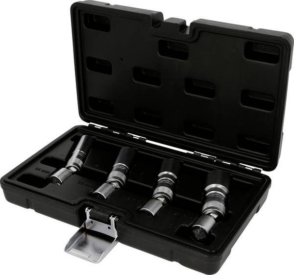 KS Tools 517.1145 Jeu de douilles à bougie 3/8", 4 pièces, magnétique avec articulation