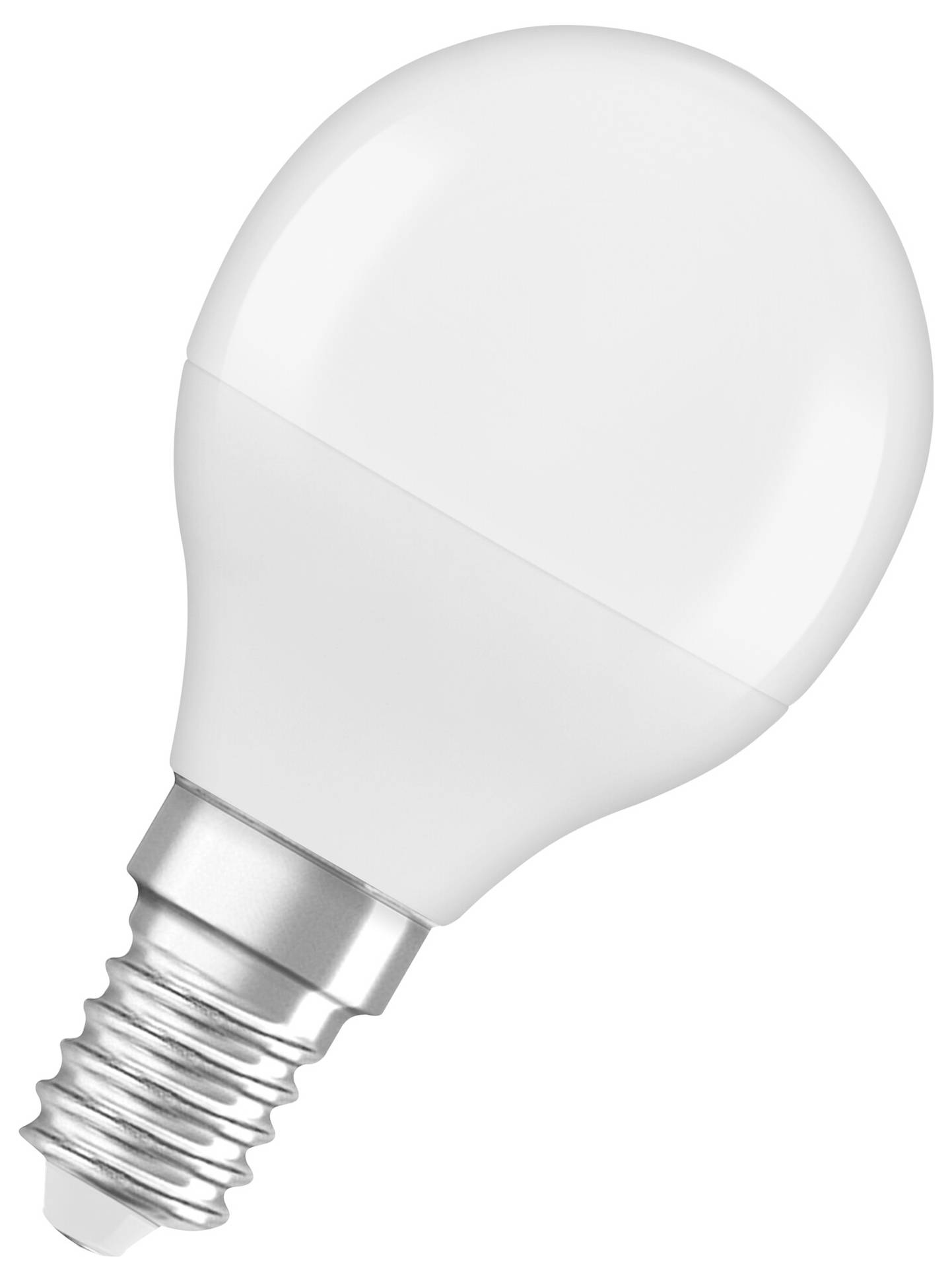 Une ampoule LED blanche unique avec un culot à vis argenté, isolée sur un fond blanc.