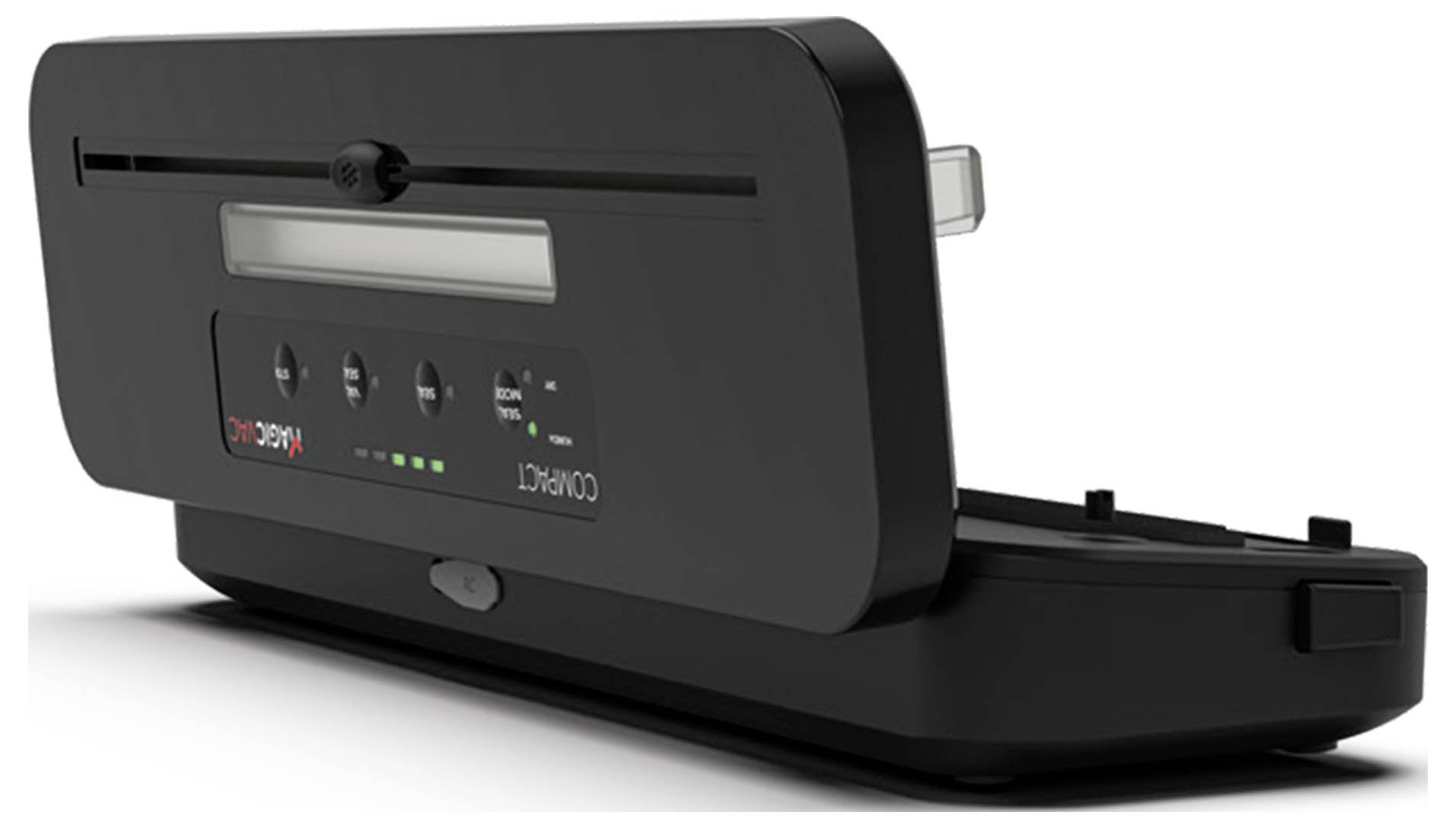 Un appareil électrique noir de affûtage doté de plusieurs boutons et voyants lumineux, utilisé pour aiguiser des lames ou des outils.