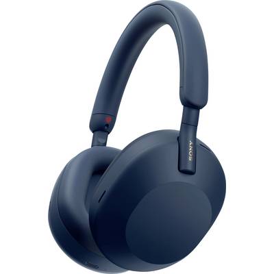 Casque audio bleu avec design fermé et large arceau, adapté pour la musique et les appels téléphoniques.