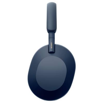 Casque sans fil Sony bleu, enveloppant les oreilles, vu de dessus. Élégant et minimaliste.