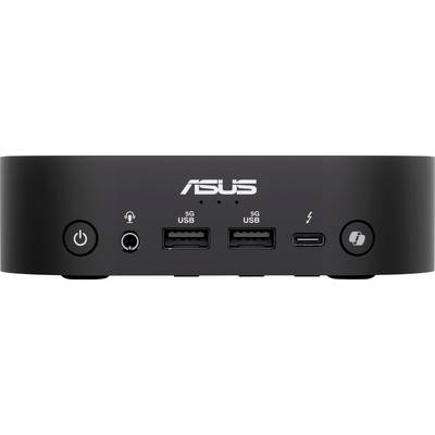 Petite boîte noire avec le logo 'ASUS', des ports USB et une prise casque sur la façade, servant de hub informatique.