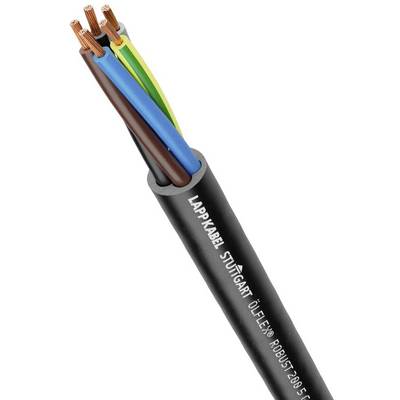 Câble électrique noir composé de plusieurs fils de cuivre isolés, étiqueté 'Lappkabel Stuttgart Ölflex Robust 210 S'.