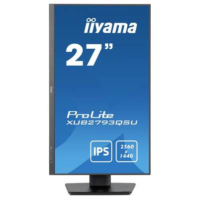Moniteur-écran iiyama ProLite XUB2793QSU de 27" en bleu, avec technologie IPS et une résolution de 2560 x 1440.