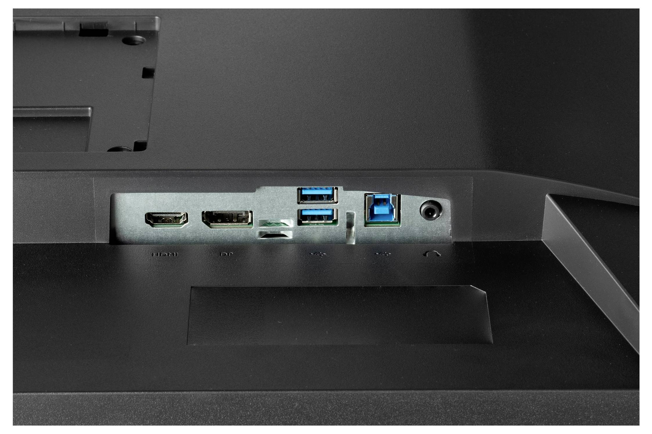 Arrière d'un moniteur avec deux ports HDMI, deux ports USB et une prise d'alimentation.