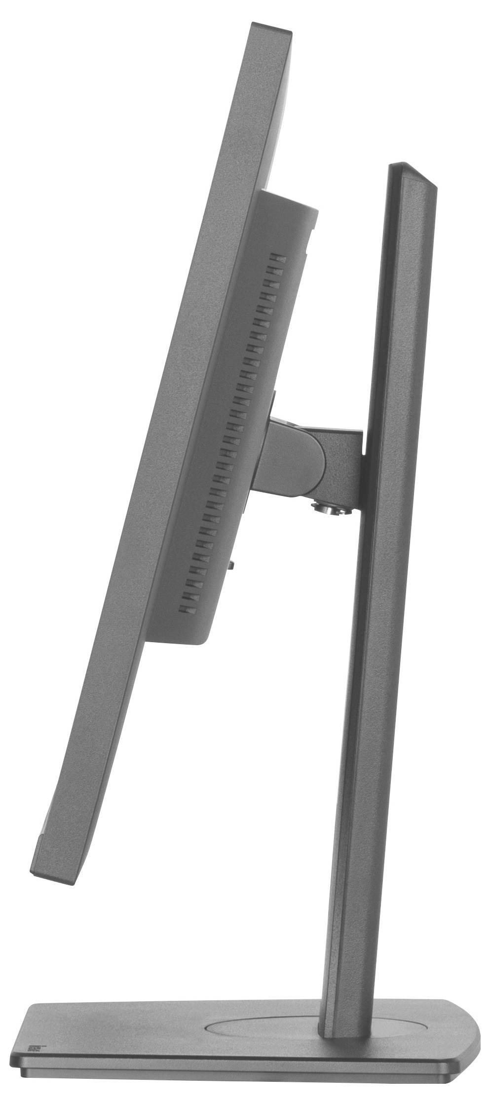 Écran d'ordinateur plat vu de côté, montrant un design élégant et un support réglable.