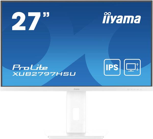 Moniteur LED Iiyama ProLite XUB2797HSU-W2  CEE E (A - G) 68.6 cm 27 pouces  1920 x 1080 pixels 16:9 1 ms HDMI™, DisplayPort, casque (jack 3,5 mm), USB IPS LED