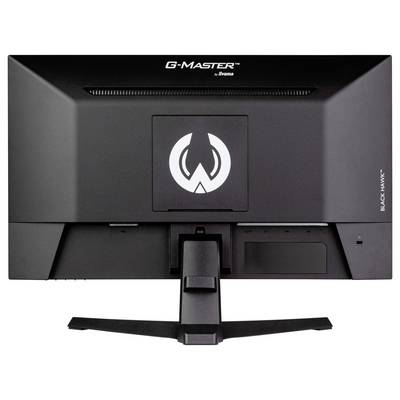 Moniteur 'G-MASTER' d'iiyama, modèle 'Black Hawk', vue arrière. Boîtier noir avec logo au centre.
