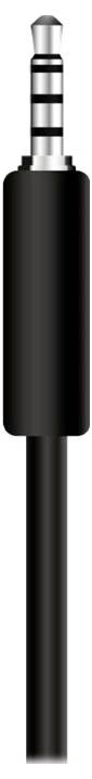 Fiche jack noir de 3,5 mm, généralement utilisée pour les écouteurs ou les connexions audio.