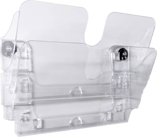 Durable Flexiplus 1709022400 Présentoir à prospectus mural translucide DIN A4 horizontal Nombre de compartiments 2 1 pc(s) (l x H x P) 340 x 250 x 23 mm