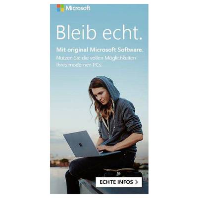 Jeune personne assise dehors par terre et utilisant un ordinateur portable. Publicité incitant à l'utilisation de logiciels Microsoft originaux.