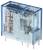 Un relais rectangulaire transparent portant l'inscription 'Finder', montrant une bobine de cuivre et des données techniques telles que '16A 250V'.