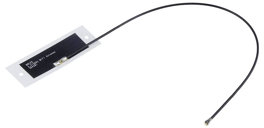 Un bandeau d'antenne RFID noir avec un long câble et un petit connecteur.