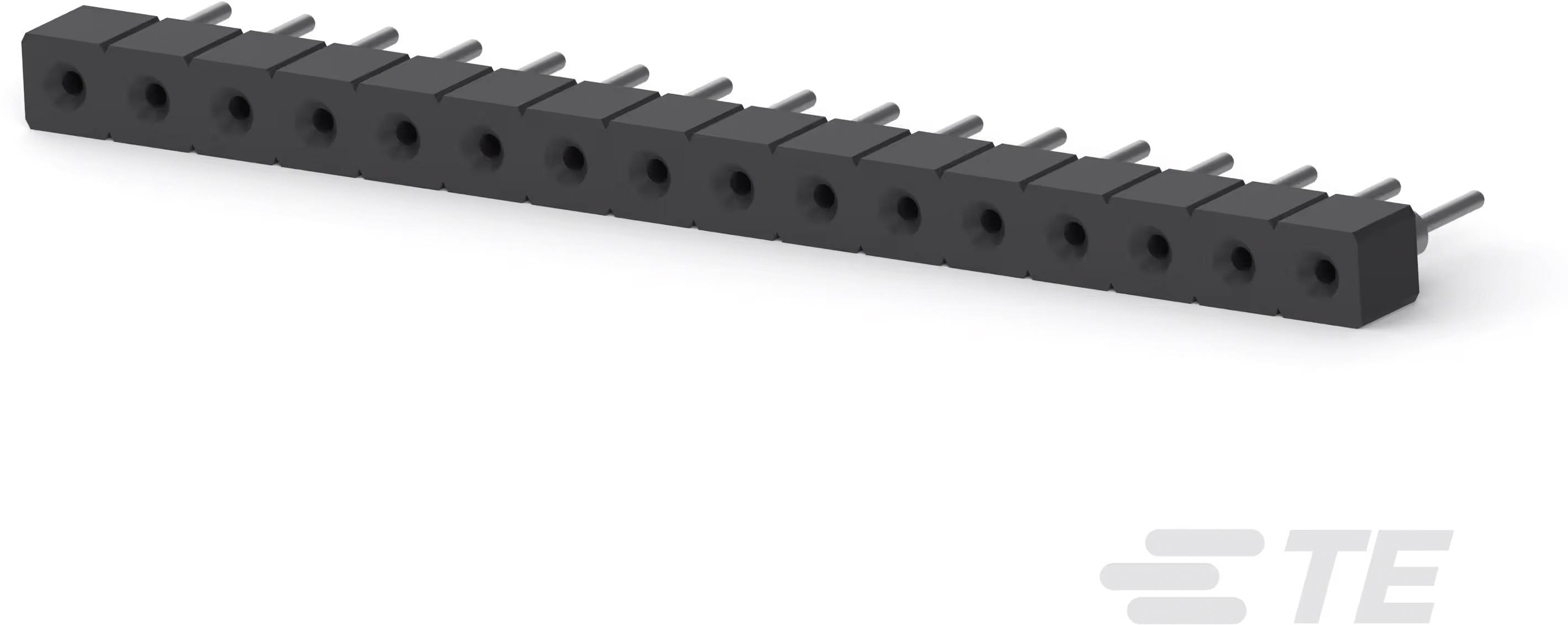 Prise électronique noire à 17 broches alignées, fabriquée par TE Connectivity.