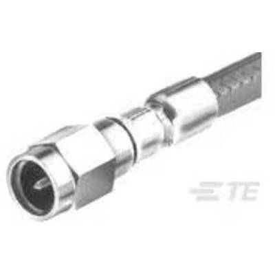 Un connecteur coaxial argenté avec une extrémité de connexion hexagonale, adapté aux transmissions vidéo ou de données.