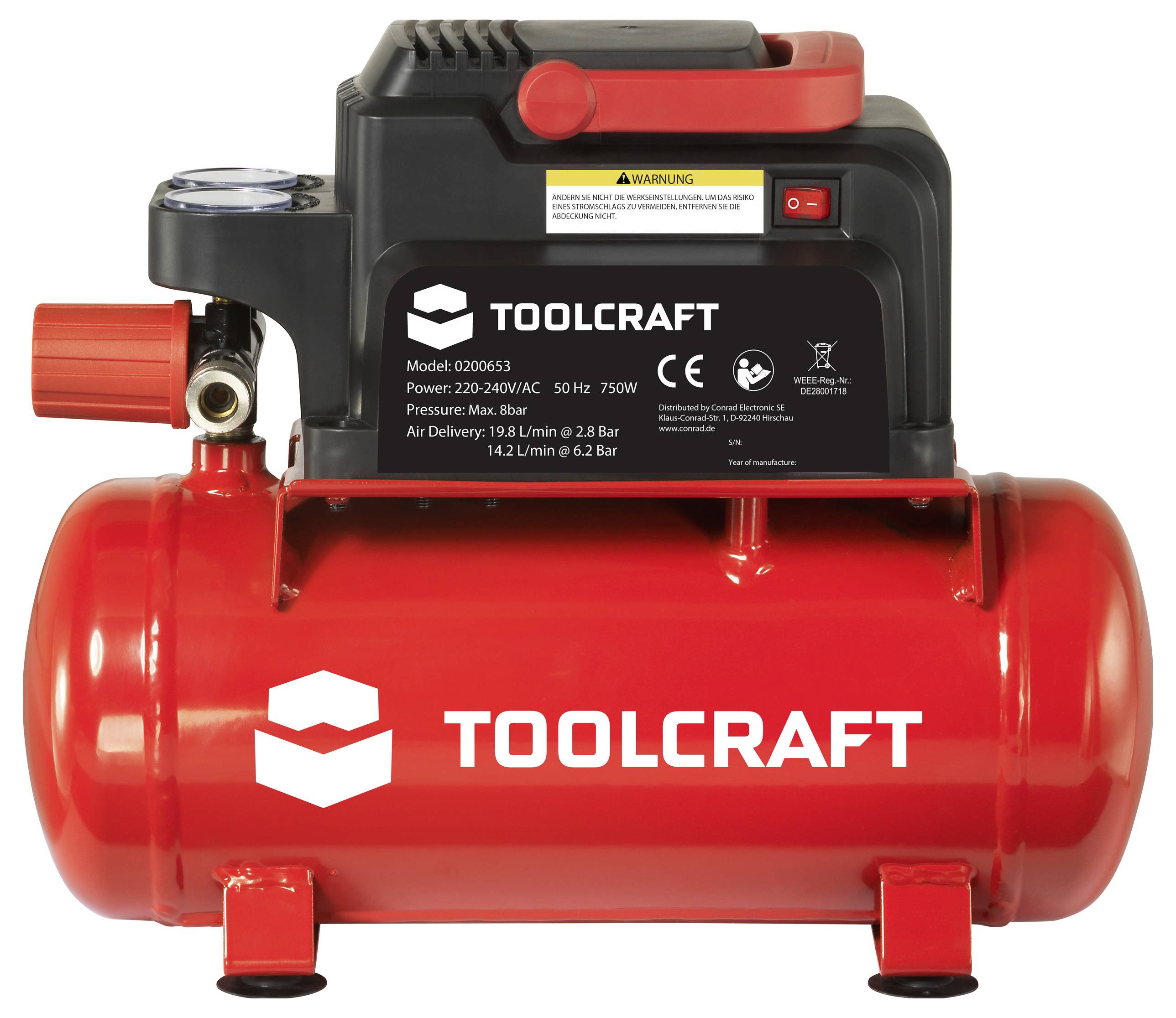 TOOLCRAFT Compresseur pneumatique 6 l 8 bar-3