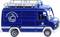 Un camion de jouet bleu du Service technique d'aide d'urgence (THW) avec le logo "Plongeur de sauvetage du THW" sur le côté.