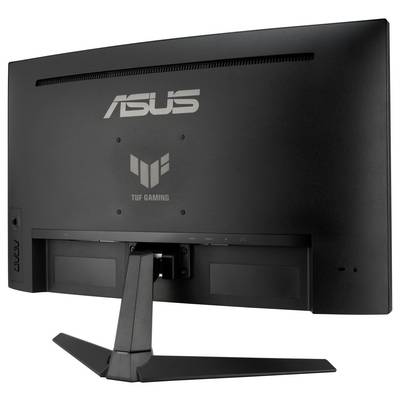 Dos d'un moniteur gaming de la marque ASUS avec le logo TUF Gaming. Design noir et moderne avec un support élancé.