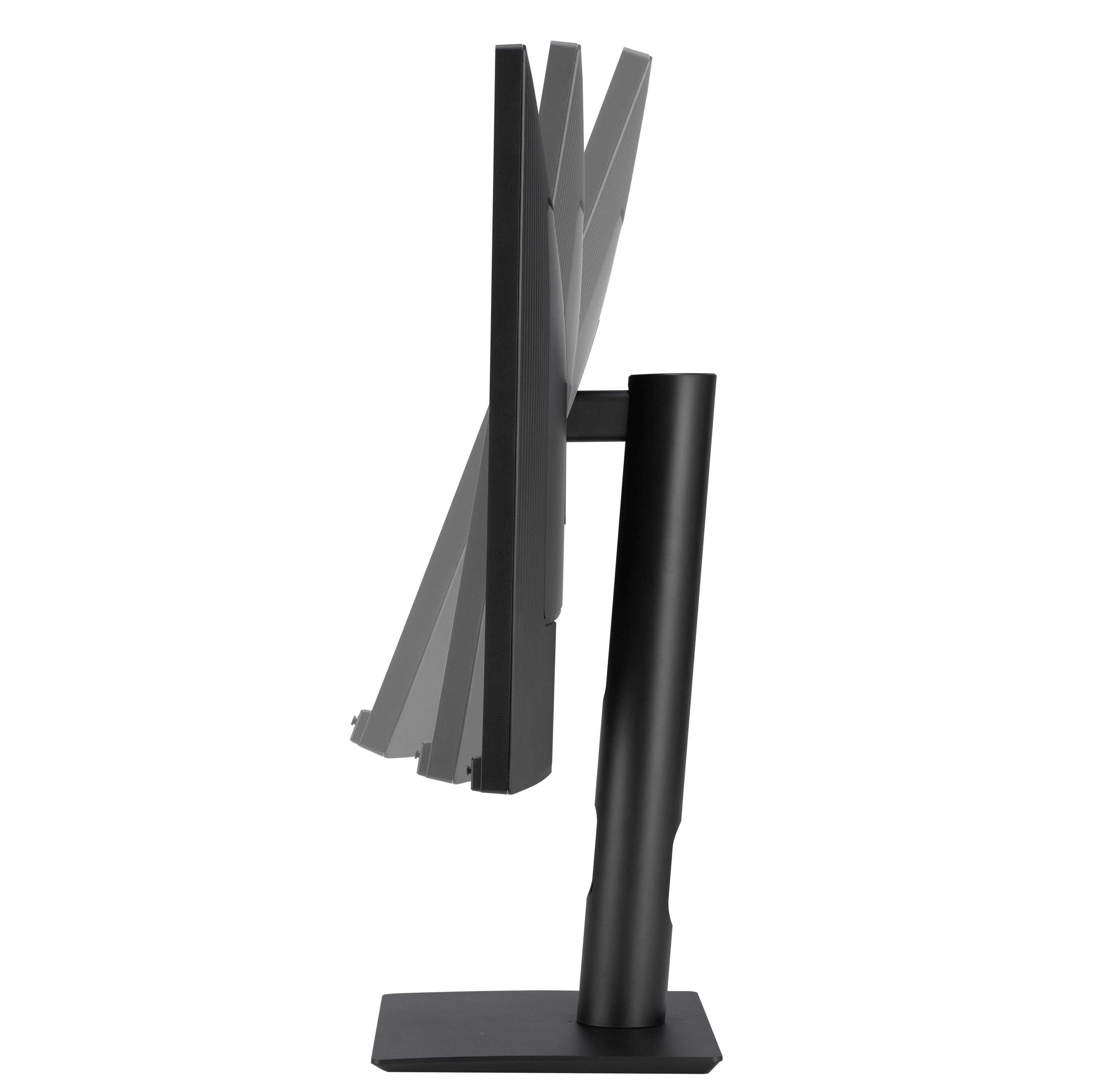 Vue latérale d'un moniteur doté d'un mécanisme de triple inclinaison pour des positionnements d'écran flexibles.