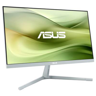 Un moniteur ASUS au design élégant et moderne, présenté sur un fond vert. Parfait pour un bureau ou un espace de travail à domicile.