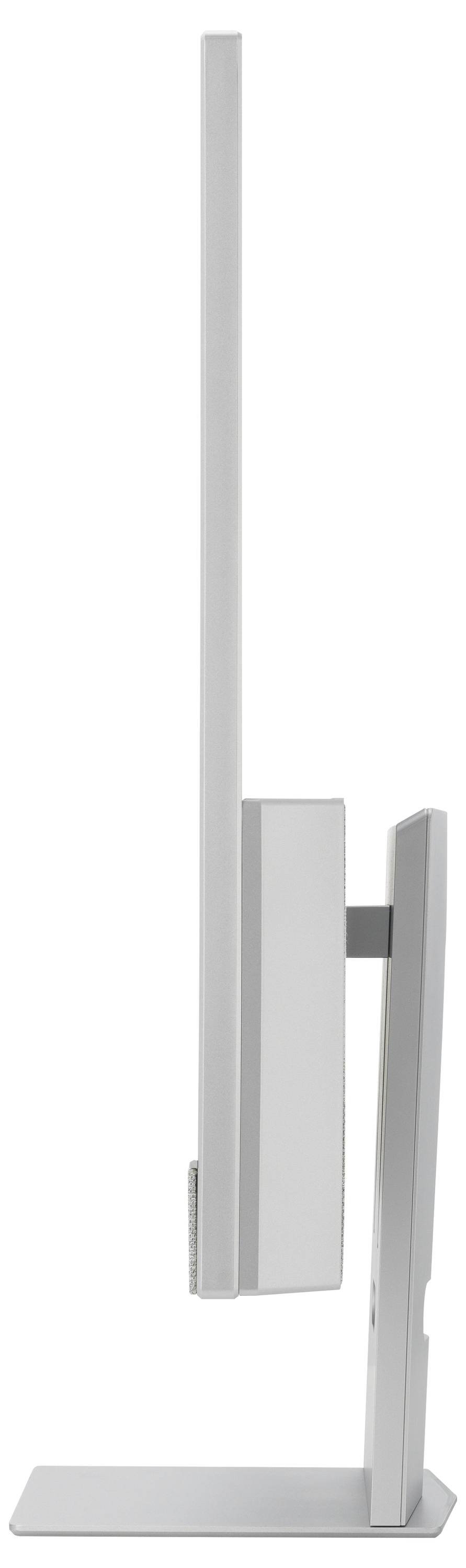 Un regard latéral sur un moniteur fin et moderne sur son support met en valeur sa conception élégante et svelte.