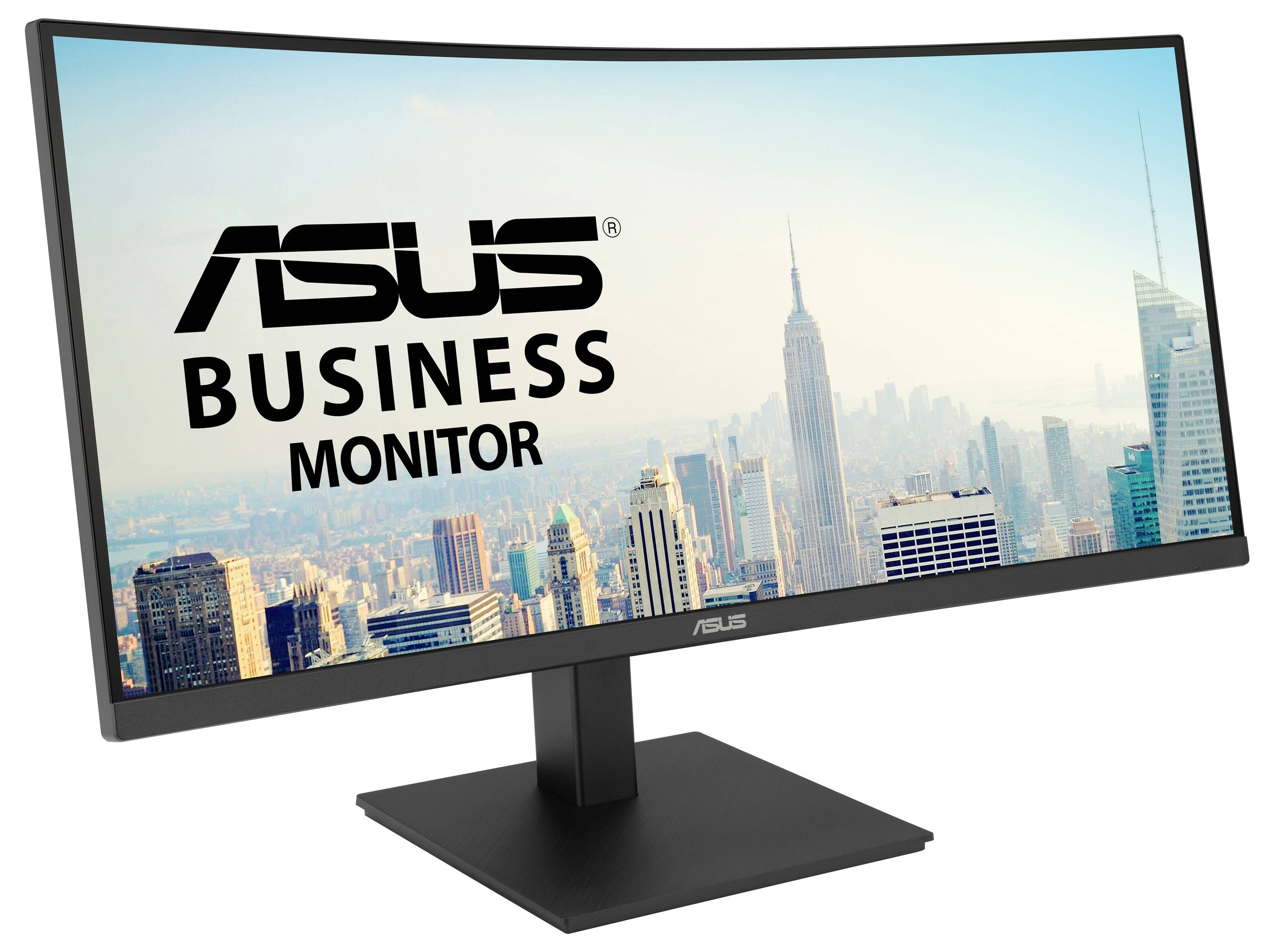Un moniteur professionnel ASUS affiche la skyline de New York City avec l'Empire State Building au premier plan.