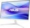 Un moniteur ASUS moderne avec un cadre blanc fin et un support, affichant un fond d'écran abstrait bleu et violet.