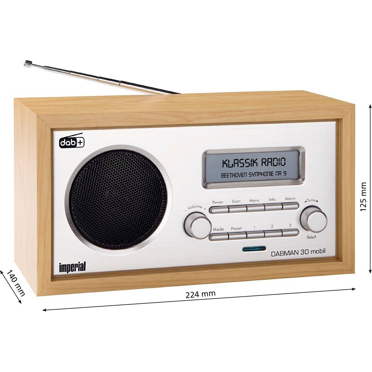 Radio mobile DAB+ / FM Bois avec Bluetooth et Fonction Powerbank DABMAN 30-7