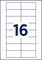 « Numéro 16 » en bleu sur un fond rectangulaire blanc avec des lignes bleues formant 14 sections.