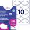 Badges nominatifs autocollants « Avery » : Paquet bleu pour badges textiles flexibles, 10 par feuille. Comprend une option de conception en ligne. Convient aux imprimantes jet d'encre.