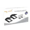 Support de haut-parleurs mural 'My Wall', lot de 2, charge maximale 10 kg, garantie 20 ans. L'illustration montre des supports noirs avec des haut-parleurs.