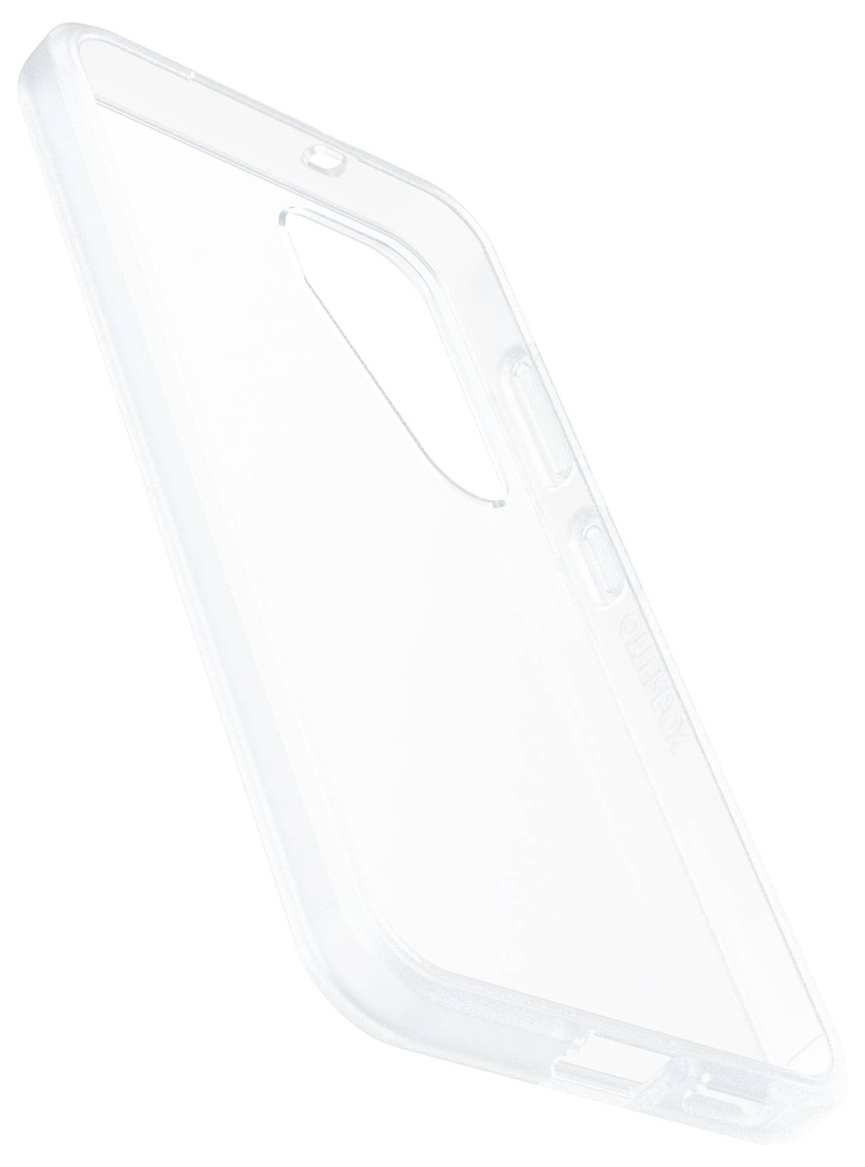 Étui de smartphone transparent, léger et au design minimaliste, qui met en valeur les contours du téléphone, offrant une protection et un accès facile aux boutons.