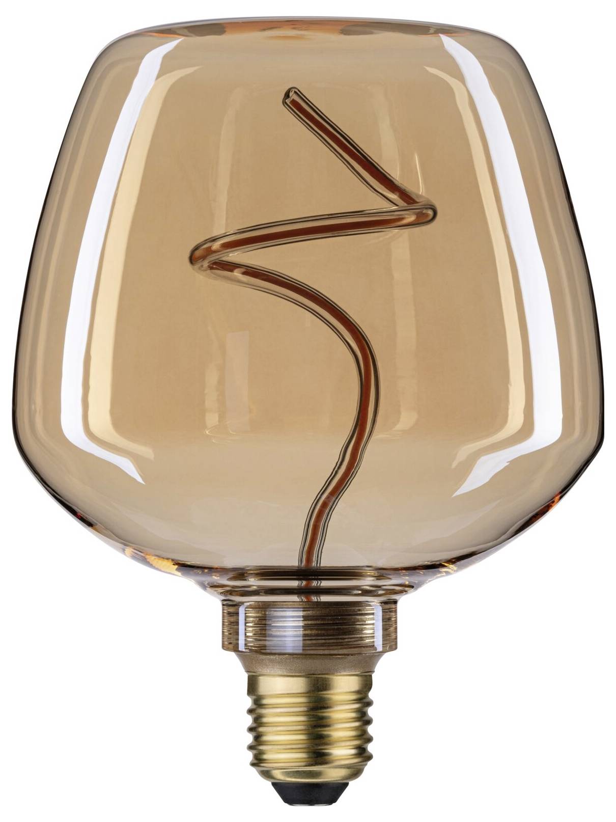 Ampoule à filament spiralé, verre ambré, culot E27, design moderne pour un éclairage décoratif.