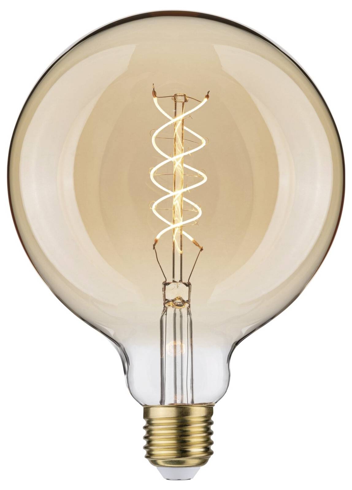 Une ampoule avec un filament spiralé visible, émettant une lumière blanc chaud.