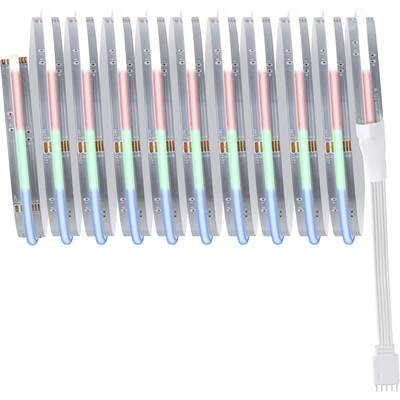 Bande de LED multicolore avec des segments en bleu, rouge et vert, enroulée. Adaptée pour un éclairage décoratif.