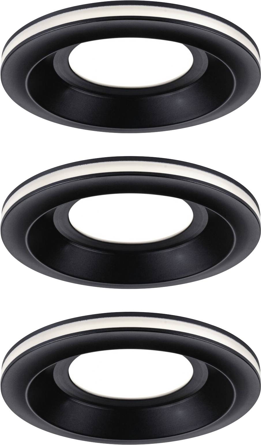 Trois joints identiques de couleur noire avec une bande claire sur un fond blanc, disposés verticalement.