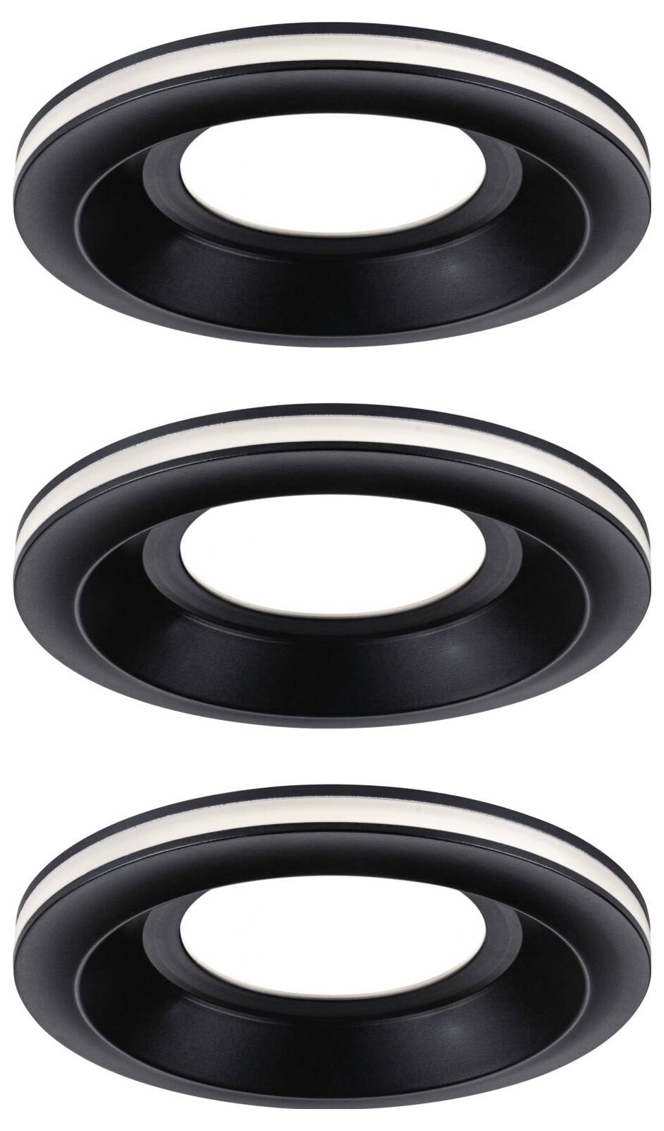 Trois objets noirs et ronds, bordés de blanc, disposés les uns sur les autres ; ils ressemblent à des joints d'étanchéité.
