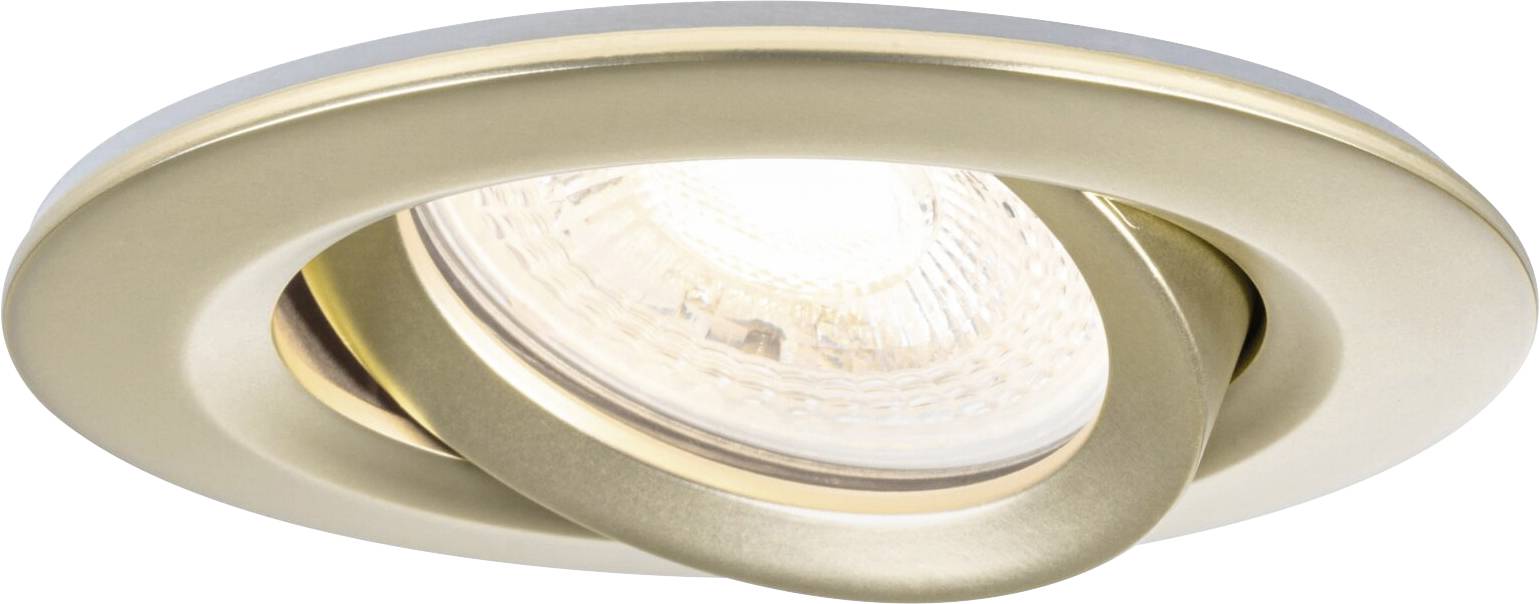 Spot encastrable en laiton avec cadre orientable et luminaire LED intégré, adapté à un éclairage polyvalent.