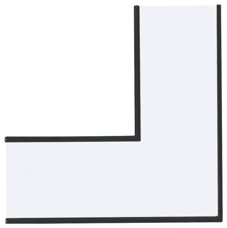 Un gabarit d'angle blanc avec une bordure noire.